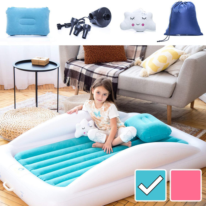 Sleepah Toddler Travel Bed, Inflatable Kids Mattress With Pump Pillow
